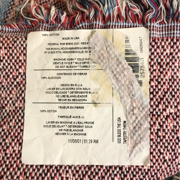 NWT Vintage Manual Woodworkers Weavers United We Stand God Bless The USA Blanket - Picture 7 of 12
